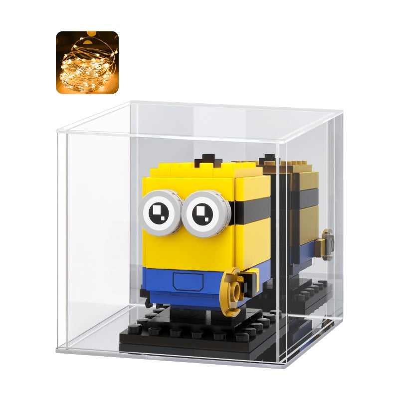 LASOA LASOA Acrylic Display Case for Collectibles  Clear Display Box with Mirrored Back and Base SelfAssembly Small Showcase for Figurines Models and Memorabilia 4x4x4inch 