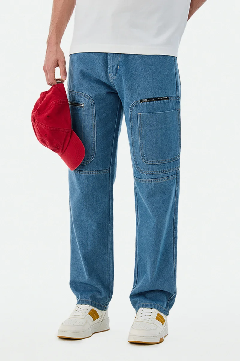 سنيتش Blue Solid Regular Fit Streetwear Cargo