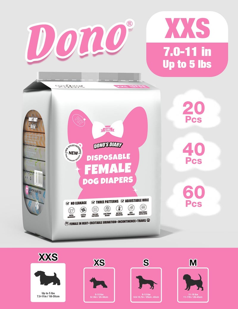Dono Dog Diapers Female-60Pcs, Disposable Doggie Diapers with Wetness Indicator, Super Absorbent Leak-Proof Pet Puppy Diaper for Female Dogs in Peeing or Elderly Incontinence - Image 4