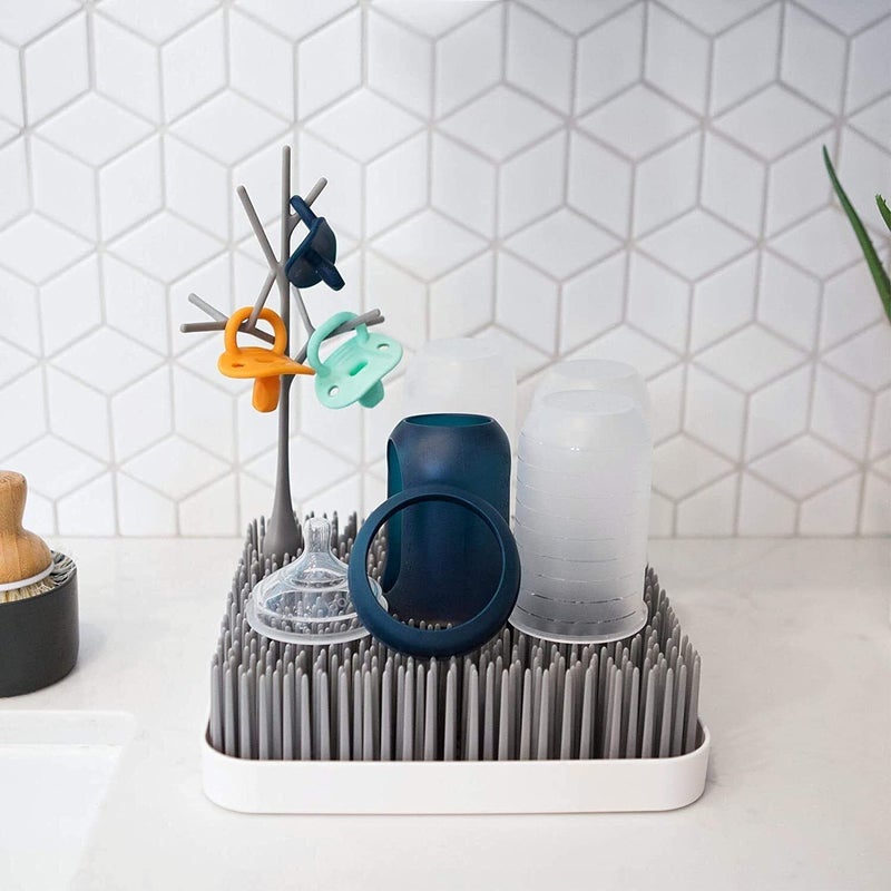 Boon Grass Plastic Drying Rack - Modern Countertop Baby Bottle Organizer - 9.75 x 9.88 x 3.0 inches - Gray - Image 4