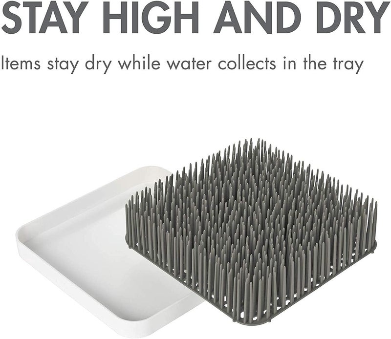 Boon Grass Plastic Drying Rack - Modern Countertop Baby Bottle Organizer - 9.75 x 9.88 x 3.0 inches - Gray - Image 5