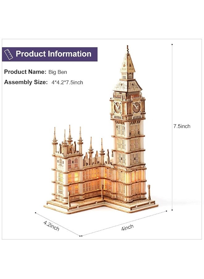 ROBOTIME 3D Puzzle for Adults Wooden Craft Kits for Teens DIY Construction Model Kit with LED Light to Build Educational Big Ben Set Toys Birthday Gifts - pzsku/ZD25441016119A6327BA1Z/45/_/1729176608/71e8f393-815a-44c2-88d6-8f51bd029604