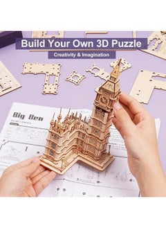 Robotime ROBOTIME 3D Puzzle for Adults Wooden Craft Kits for Teens DIY Construction Model Kit with LED Light to Build Educational Big Ben Set Toys Birthday Gifts  - Image 5