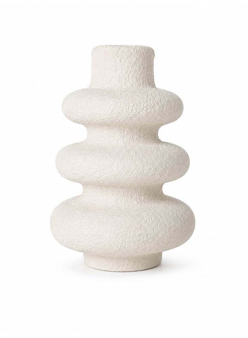 BAMBOO DECOR BAMMBO DECOR Textured Decorative Vase, Layered Spiral-Inspired Sculptural Vase with Rounded Shape, Off-White Wabi-Sabi Accent Vase for Living Room, Bedroom, Entryway & Modern Boho Decor - Image 1