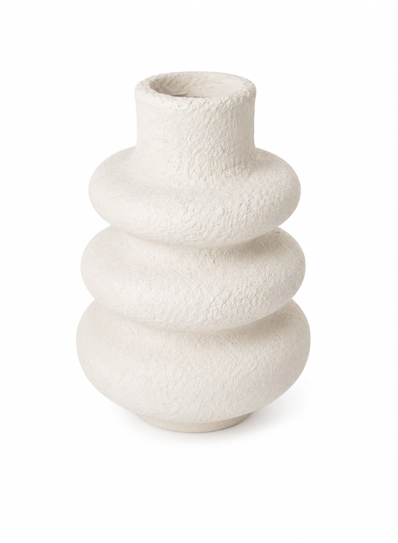 BAMBOO DECOR BAMMBO DECOR Textured Decorative Vase, Layered Spiral-Inspired Sculptural Vase with Rounded Shape, Off-White Wabi-Sabi Accent Vase for Living Room, Bedroom, Entryway & Modern Boho Decor - Image 4