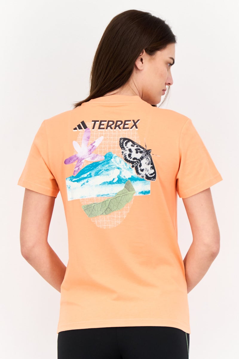 Adidas Adidas X Terrex Women Sportswear Fit Short Sleeve Outdoor T-Shirts, Orange - Image 4