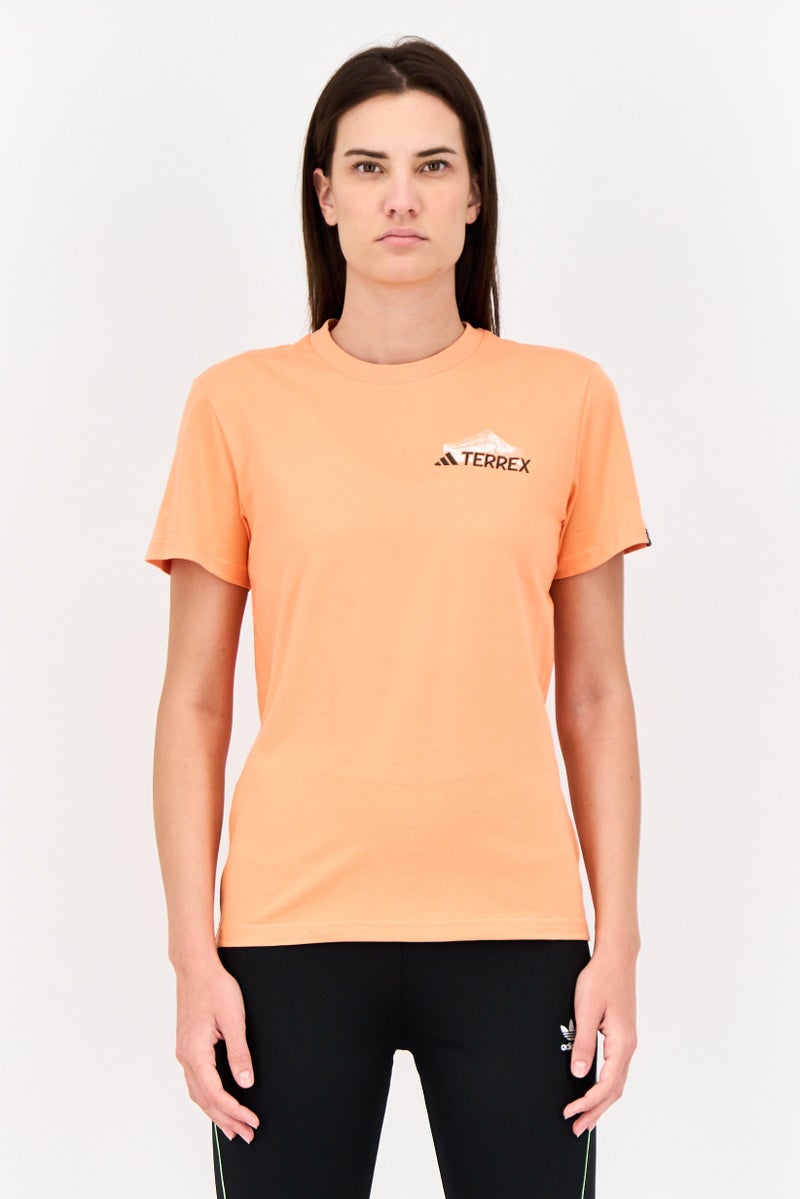 Adidas Adidas X Terrex Women Sportswear Fit Short Sleeve Outdoor T-Shirts, Orange - Image 1