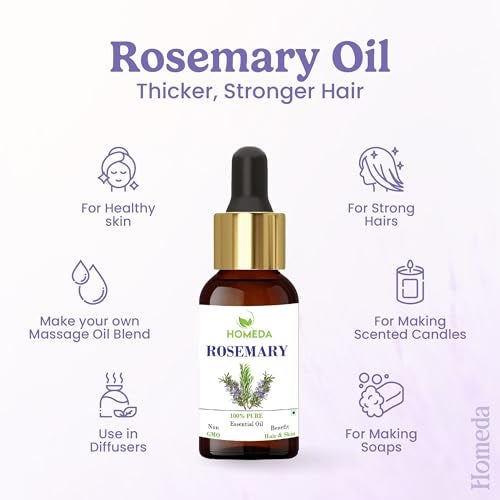 Homeda Rosemary Essential Oil for Hair Growth (15 ML) Pure Rosemerry Oil, Skin and Body, Rosemarry Essential, Rose mary - Image 2