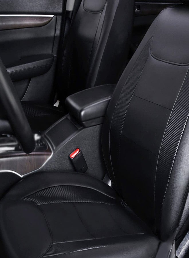 Flying Banner car seat Covers Protects Water Proof Faux Leather Carbon Fiber Fronts Solid Black (Solid Black, Front Pair) - Image 5