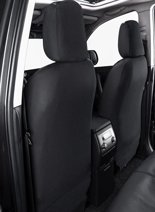 Flying Banner car seat Covers Protects Water Proof Faux Leather Carbon Fiber Fronts Solid Black (Solid Black, Front Pair) - Image 3