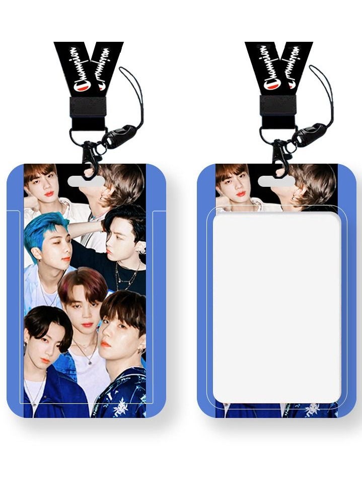 NIBEMINENT South Korea BTS Student Work Permit School Access Card Protective Cover With Lanyard 