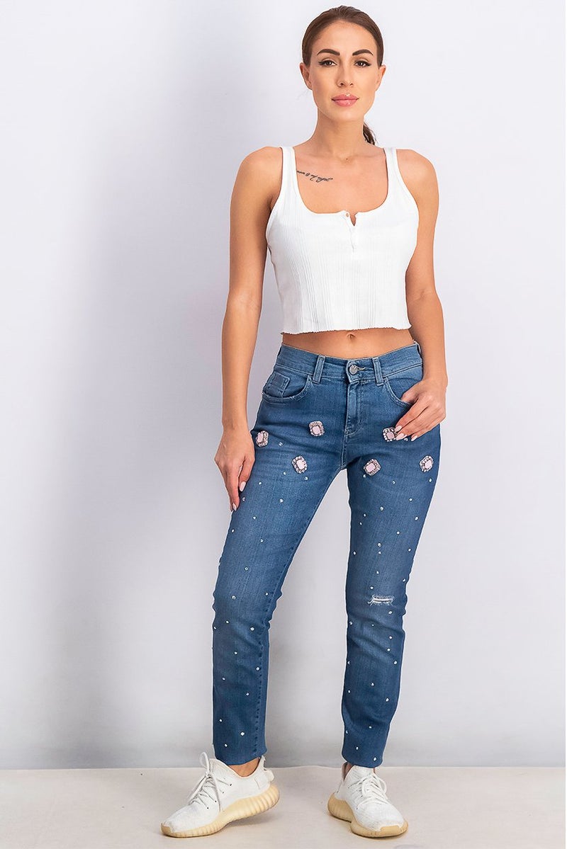 PINKO بنطلون جينز نسائي لوبيان 19 منخفض الخصر، أزرق فاتح - Image 4