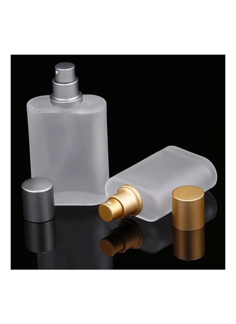 SYOSI - Spray Bottles, 1Pcs 50ml/1.69 Oz Square Empty Frosted Glass Spray Bottles Perfume Atomizer, Refillable Fine Mist Spray Empty Perfume Bottles, for Essential Oils, Makeup Toner Lotion (Gold) - Image 1