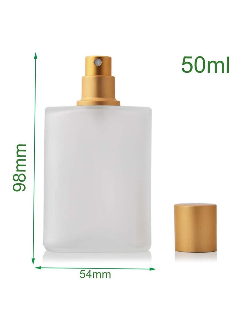 SYOSI - Spray Bottles, 1Pcs 50ml/1.69 Oz Square Empty Frosted Glass Spray Bottles Perfume Atomizer, Refillable Fine Mist Spray Empty Perfume Bottles, for Essential Oils, Makeup Toner Lotion (Gold) - Image 1