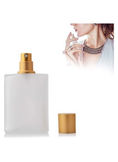 Spray Bottles, 1Pcs 50ml/1.69 Oz Square Empty Frosted Glass Spray Bottles Perfume Atomizer, Refillable Fine Mist Spray Empty Perfume Bottles, for Essential Oils, Makeup Toner Lotion (Gold)