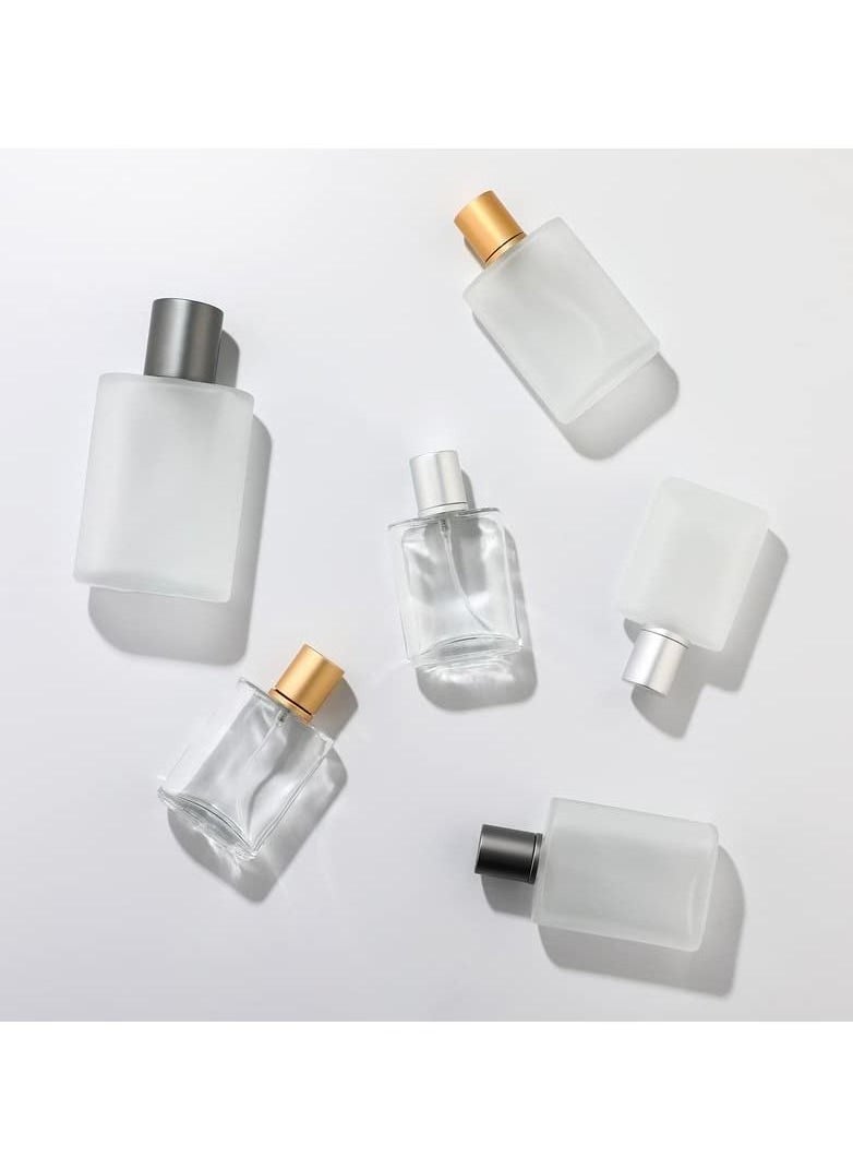 SYOSI - Spray Bottles, 1Pcs 50ml/1.69 Oz Square Empty Frosted Glass Spray Bottles Perfume Atomizer, Refillable Fine Mist Spray Empty Perfume Bottles, for Essential Oils, Makeup Toner Lotion (Gold) - Image 1