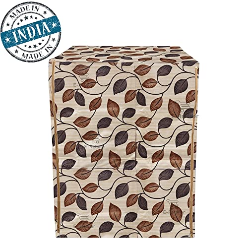 E-Retailer Washing Machine Cover for Front Load 5kg to 7.5kg | Light Weight Dustproof Cover with Zip Enclosure | Leaf Fully Automatic Washer Protector for Indoor Outdoor Use | Size 23x23x35 Inch - Image 5