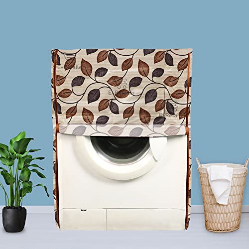 E-Retailer Washing Machine Cover for Front Load 5kg to 7.5kg | Light Weight Dustproof Cover with Zip Enclosure | Leaf Fully Automatic Washer Protector for Indoor Outdoor Use | Size 23x23x35 Inch - Image 1