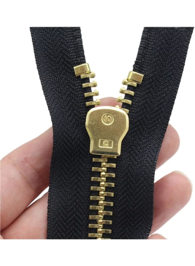 #10 25 Inch Brass Separating Jacket Zipper Right Handed Heavy Duty Metal Zipper for Men's Jackets Coats Sewing Crafts (25" Right Hand) - Image 2