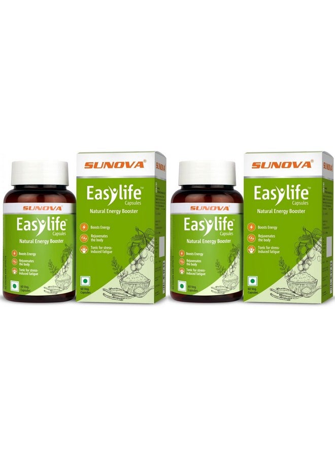 sunova - Easylife - Moringa Spirulina Ashwagandha Grape Seed Gokshura (60 Capsules) X Pack Of 2 - Image 1
