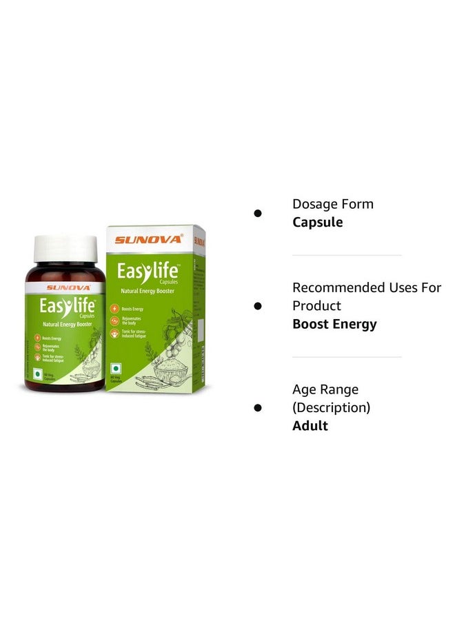 sunova - Easylife - Moringa Spirulina Ashwagandha Grape Seed Gokshura (60 Capsules) X Pack Of 2 - Image 1
