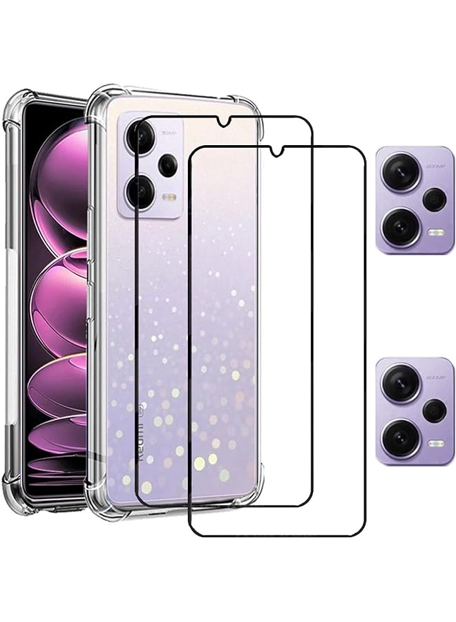 erorex 1 Plus 2 Plus 2Pcs Compatible With Xiaomi Redmi Note 12 Pro Tempered Glass Screen Protector And Case And Camera Lens Protector Clear Transparent Cover Hd Full Screen Tempered Glass Film Clear  - Image 1