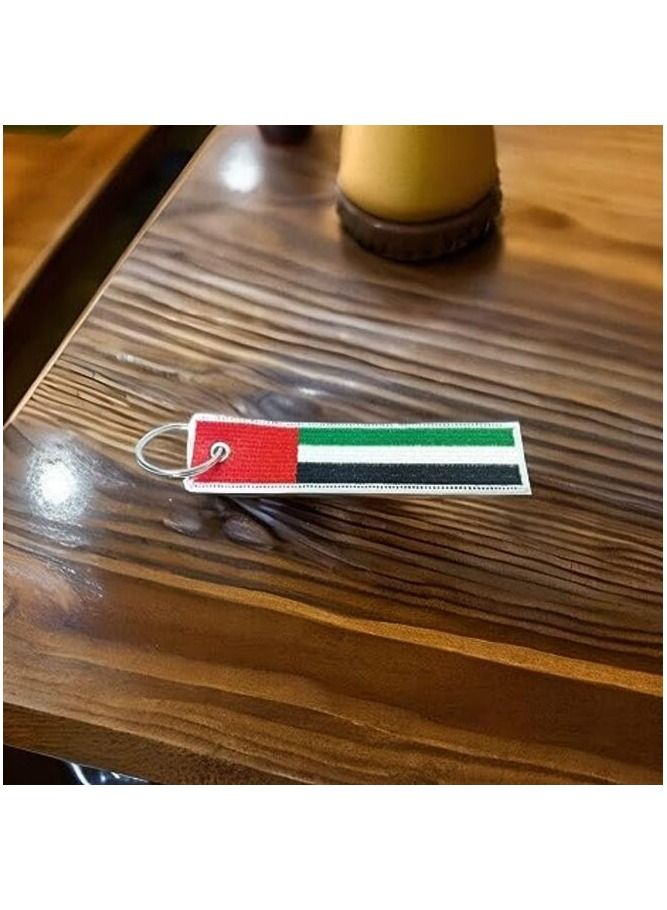 MIRFA UAE Flag Keychain Tag with Key Ring, EDC for Motorcycles, Scooters, Cars and Gifts Flag Key Chain, 100% Embroidered - Image 4
