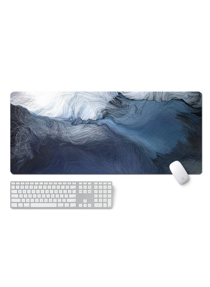 800x300x2mm Large Gaming Mouse Pad Stitched Edges Extended Mousepad Smooth Cloth Surface Non-Slip Rubber Base Waterproof Anime Extended Comfortable Mouse Mat Desk Pad Spill-Resistant Desk Pad for Keyboard and Mouse Blue(Ink wash)  - Image 2