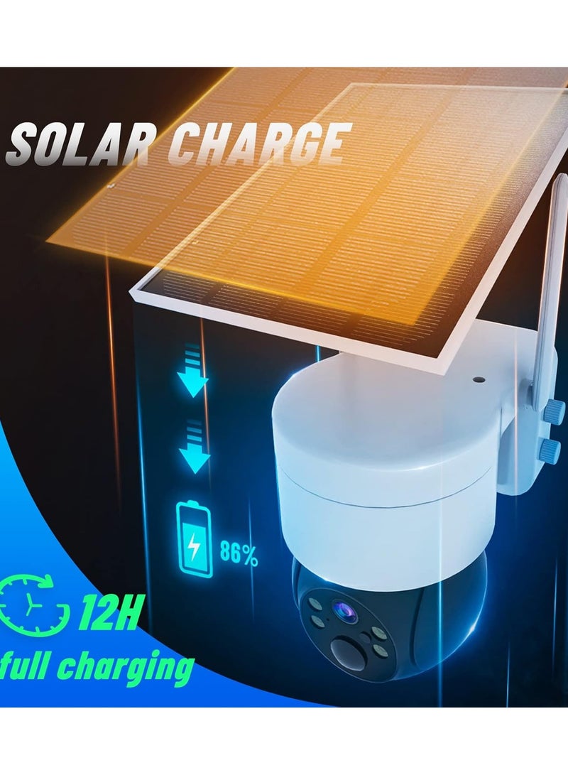 الرائد كاميرا أمنية خارجية لاسلكية تعمل بالطاقة الشمسية، كاميرا أمان عالية الدقة مقاومة للعوامل الجوية، رؤية عن بُعد عبر تطبيق، رؤية بانورامية للخارج. - Image 4