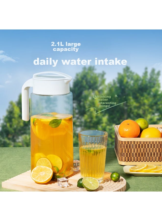 Asvel Plastic Cold Water Pitcher, Large Capacity, For Brewing Tea, Refrigerator Juice Pitcher, Food-grade, Heat-resistant, 2.1l - Image 3