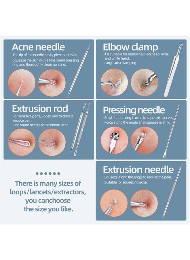 JPNK - Blackhead Remover Tool Comedones Extractor Acne Removal Kit for Blemish, Whitehead Popping, 6 Pcs Zit Removing for Nose Face Tools with a Leather Bag - Image 1