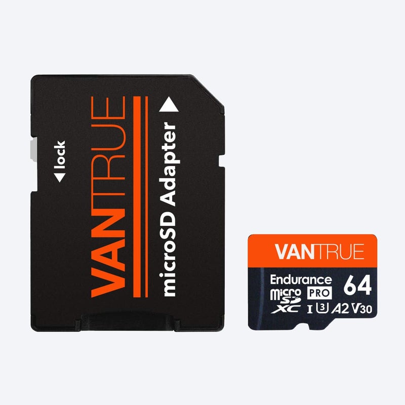 Vantrue 64GB microSD Card with Adapter, U3 UHS-I High Speed SD Card for Dash Cams & Home Security System Video Cameras - Image 2