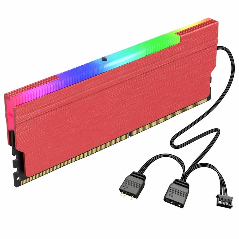 COOLMOON 5V ARGB Memory Cooler for Narrow/Wide/Single/Dual Sided Aluminium Alloy Heatsink Support Syncing Lighting Effect, Grey - Image 1