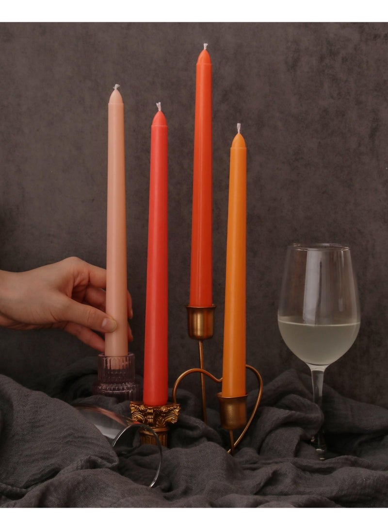 شموع مدببة 10 بوصة برتقالية، مجموعة من 12 شمعة طويلة مدببة بدون رائحة، بدون تنقيط، بدون دخان، مناسبة لحفلات الزفاف وديكور المنزل والعشاء، سلسلة ألوان طبيعية - Image 2