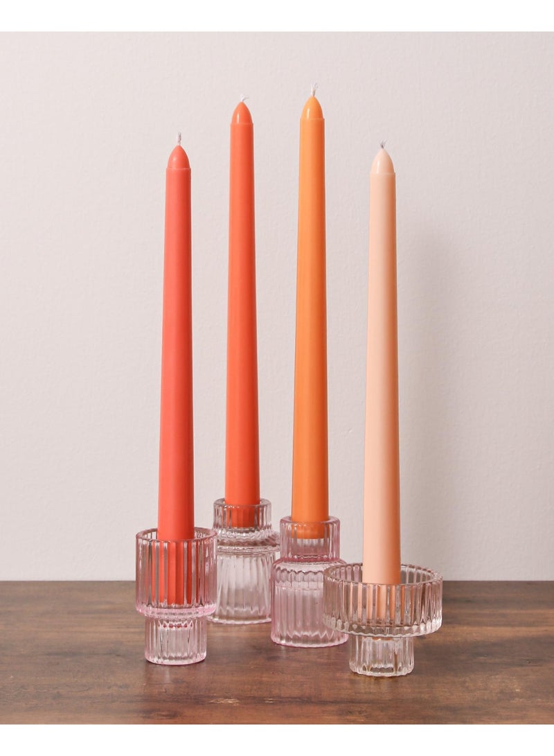 شموع مدببة 10 بوصة برتقالية، مجموعة من 12 شمعة طويلة مدببة بدون رائحة، بدون تنقيط، بدون دخان، مناسبة لحفلات الزفاف وديكور المنزل والعشاء، سلسلة ألوان طبيعية - Image 4