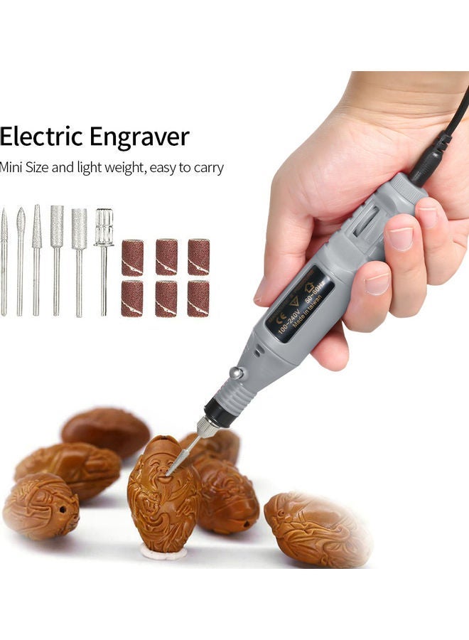 NIBEMINENT 14 Piece Mini Electric Grinder Drill Tool Grey 22.5x4.5x11.5cm - Image 5