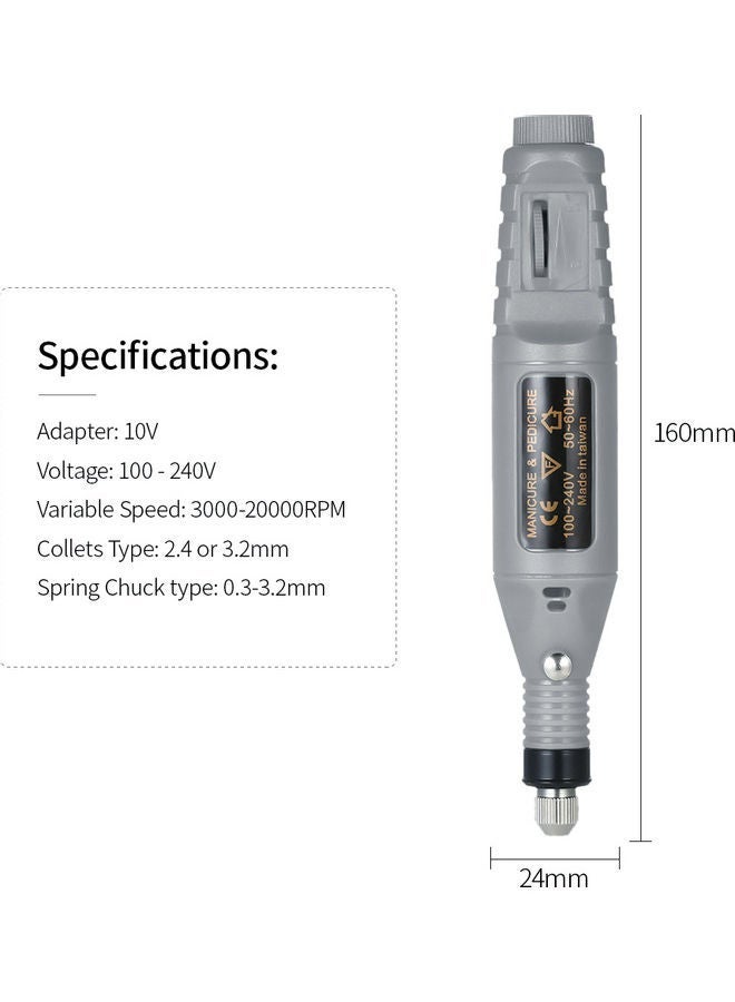 NIBEMINENT 14 Piece Mini Electric Grinder Drill Tool Grey 22.5x4.5x11.5cm - Image 2