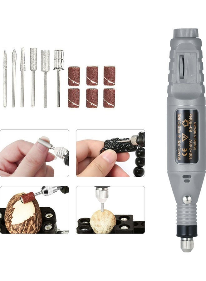 NIBEMINENT 14 Piece Mini Electric Grinder Drill Tool Grey 22.5x4.5x11.5cm - Image 3