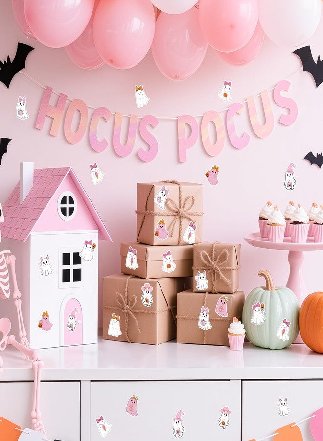 K KUMEED Pink Halloween Stickers Roll Cute Ghost Spooky Waterproof Self-Adhesive Decal Stickers for Halloween Party Envelope Scrapbook Decor DIY Crafts Scrapbooks Halloween Party Decor,500 PCS - Image 5