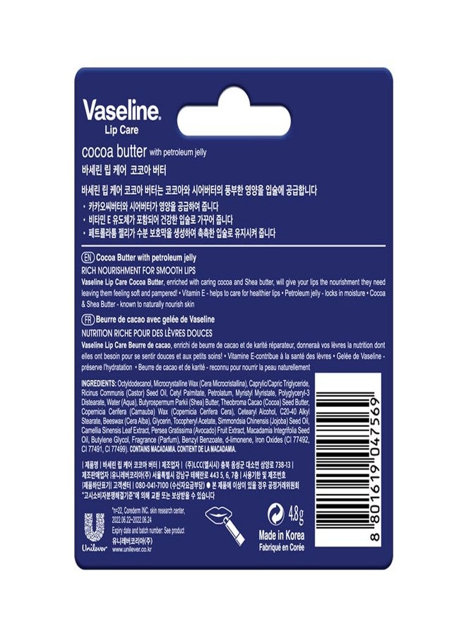 Vaseline Lip Care | Cocoa Butter Lip Balm Stick | up to 48Hr moisturization | with cocoa & shea butter | made in South Korea | 4.8g - Image 3