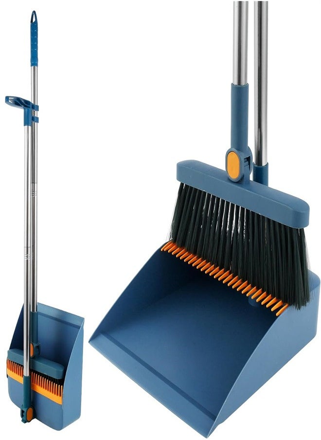 Generic Broom and Dustpan Set,180 Degree Rotating Broom Combo, Foldable Stand Dust Pans, Upright Standing Dustpan with Self Cleaning Comb for Kitchen Office Home Lobby Floor Use  - Image 1