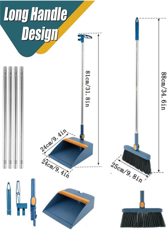 Generic Broom and Dustpan Set,180 Degree Rotating Broom Combo, Foldable Stand Dust Pans, Upright Standing Dustpan with Self Cleaning Comb for Kitchen Office Home Lobby Floor Use  - Image 2