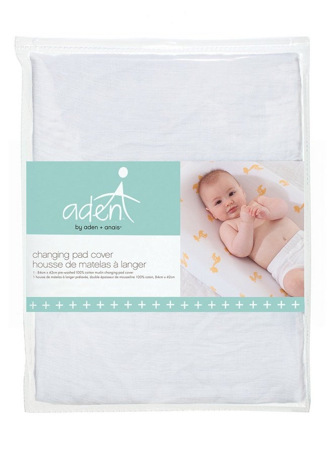 aden + anais Essentials Changing Pad Cover 100% Cotton Muslin Super Soft Breathable Tailored Snug Fit Single Solid White  - Image 2