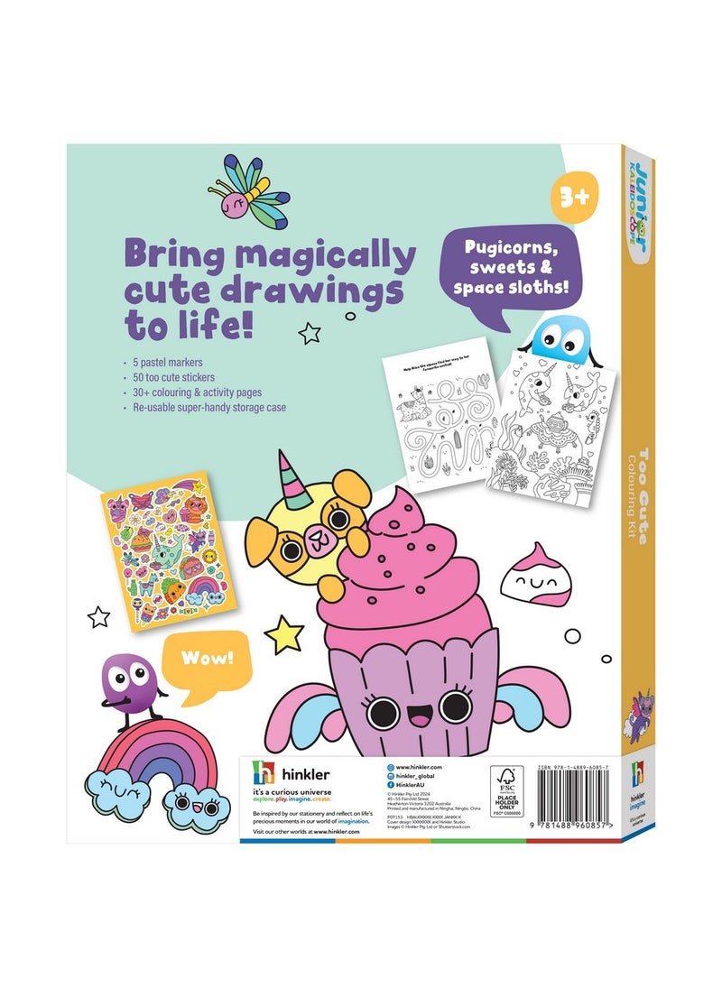 Hinkler Jr Kaleidoscope Colouring Kit – Too Cute Edition, includes 64-page Coloring Book with 50 Stickers and 5 Markers, Adorable Animal Designs for Kids, Ideal Gift for Cute-Themed Art Play - Image 5