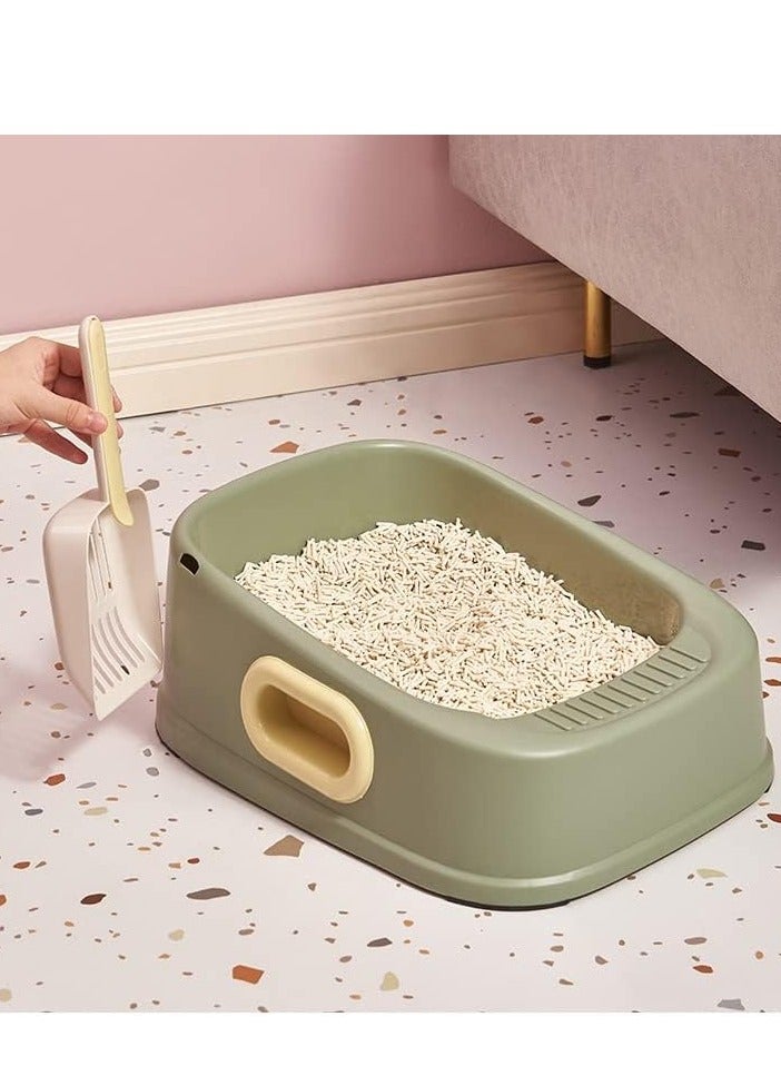 Cat Litter Tray with Litter Spoon Cat Cleaning Bath Basin Deep Toilet for Kittens - Image 2