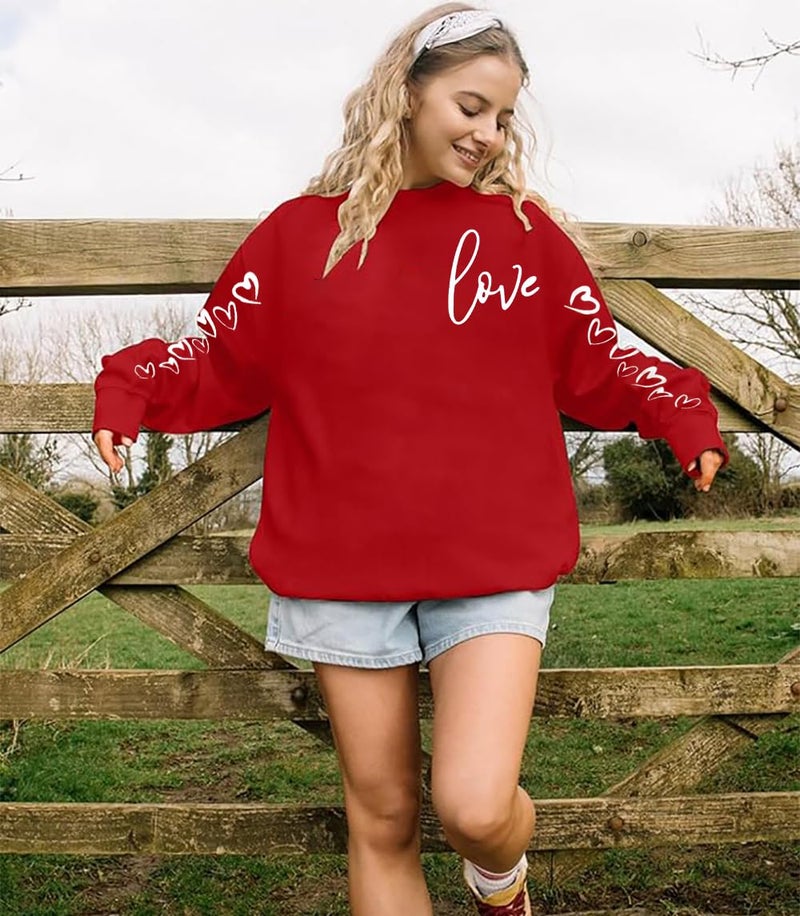 YALUCOR Valentines Day Sweatshirts for Women Valentine Sweatshirt Love Heart Graphic Pullover Tops Casual Tops - Image 4