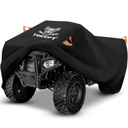 Tokept ATV Cover, Waterproof Heavy Duty 4 Wheeler Cover Quad Cover All Season Weather Proof Outdoor UV Protection for 82 Inch Polaris Kawasaki Yamaha Suzuki Honda (Black XLarge) - Image 1