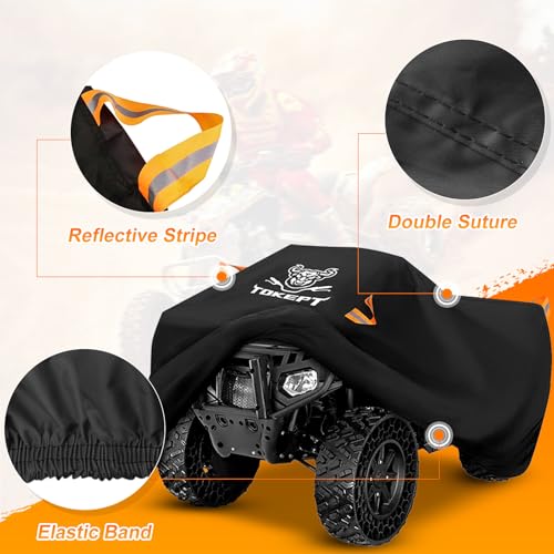Tokept ATV Cover, Waterproof Heavy Duty 4 Wheeler Cover Quad Cover All Season Weather Proof Outdoor UV Protection for 82 Inch Polaris Kawasaki Yamaha Suzuki Honda (Black XLarge) - Image 3
