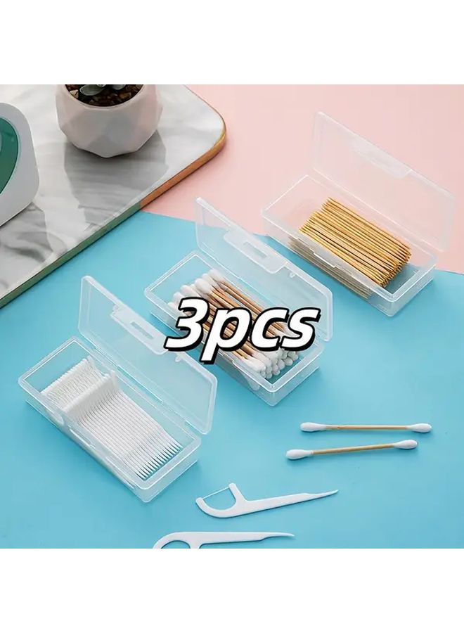 3 Pcs Portable Large Capacity Toothpick Box Medicine Case Swab Dustproof Storage Container - Image 1