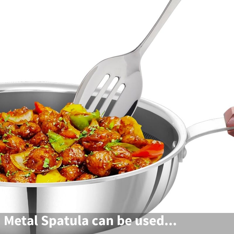 Hawkins 22 cm Triply Stainless Steel Nonstick Frying Pan with Glass Lid and Rosewood Handle - Image 3